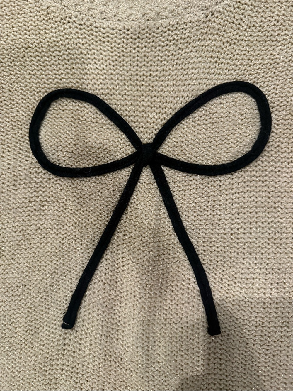 LC Lauren Conrad Cream Crewneck Sweater with Black Bow Accent - Picture 7 of 7